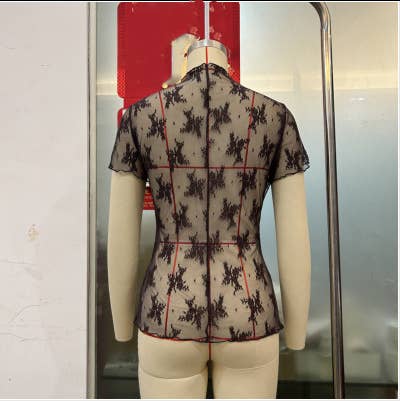 Mesh Lace Short Sleeve Top
