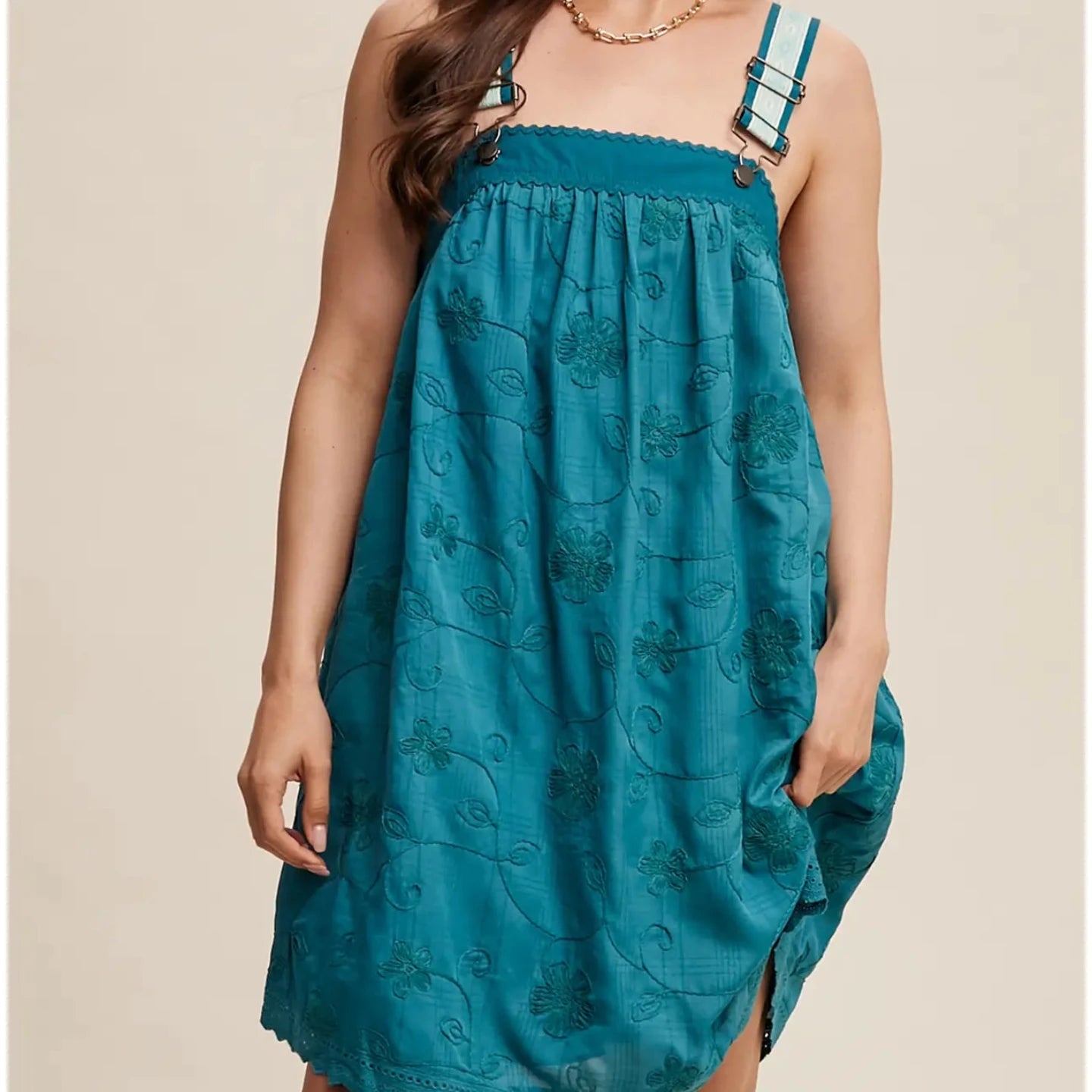 Romantic Embroidered Overall Dress