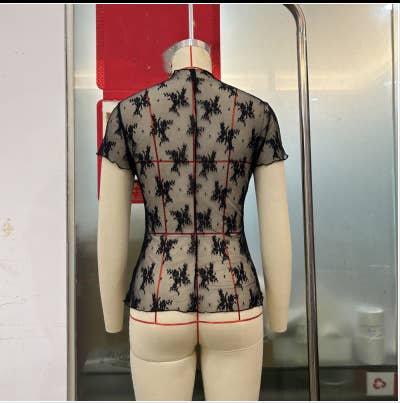 Mesh Lace Short Sleeve Top