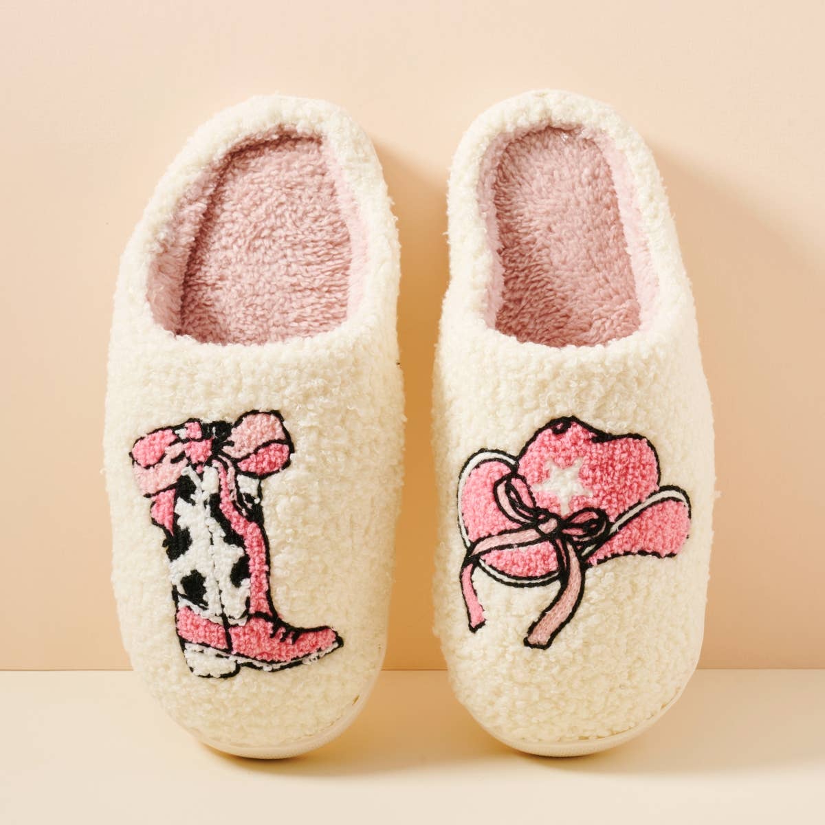 Cow Girl Fuzzy Fleece Soft Slipper