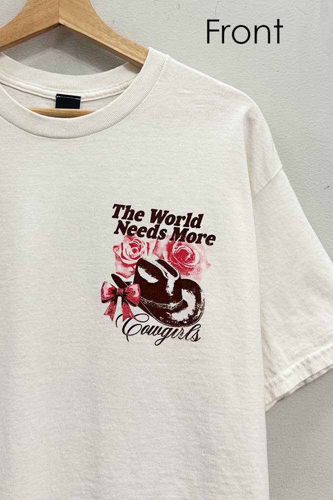 More Cowgirls Front + Back Printed Cream Western T-Shirt