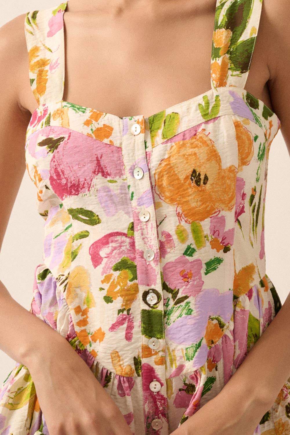 Textured Floral Fit-and-Flare Mini Romper Dress