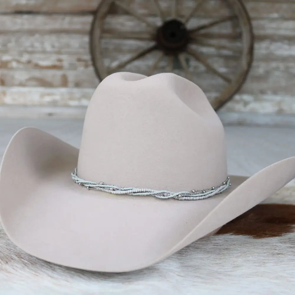 Mist Grey Multi-Strand Beaded Hat Band