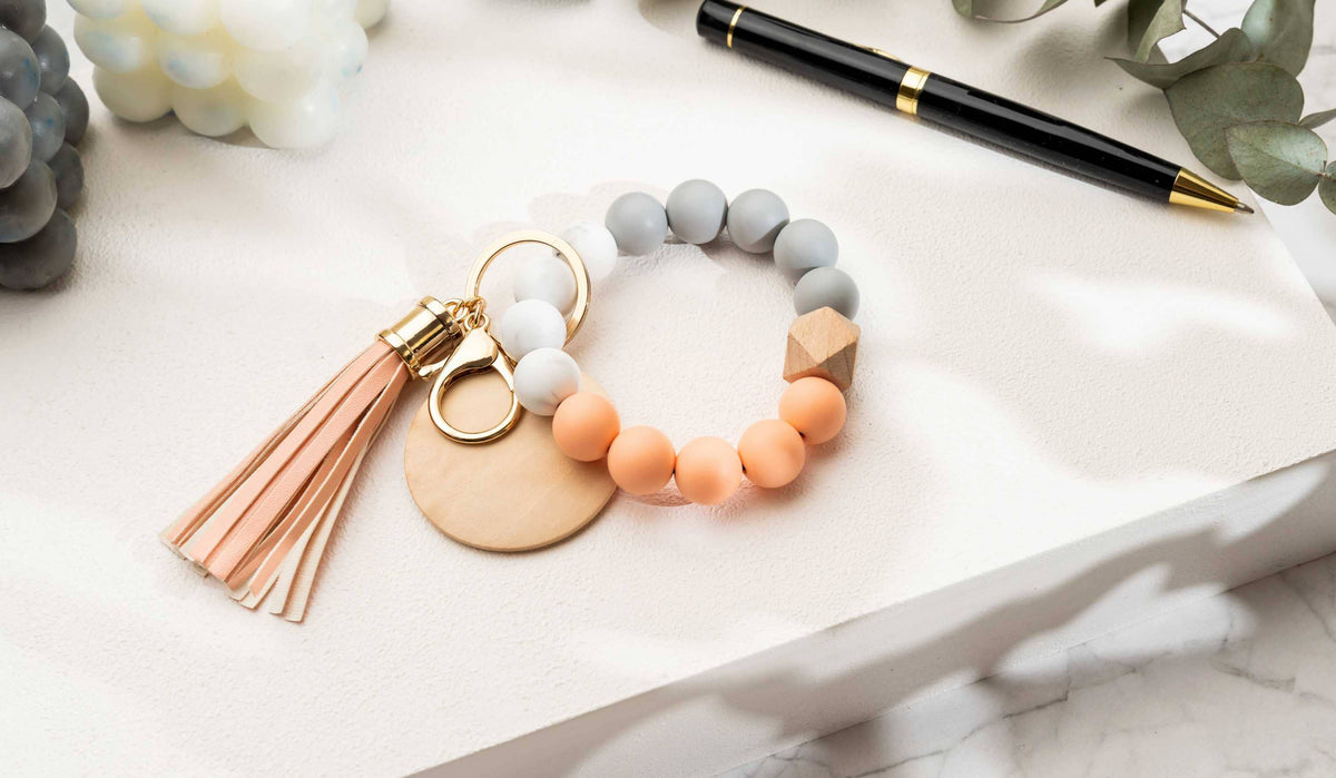 Keychain With Wristlet Bangle Bracelet, Keyring Bangle