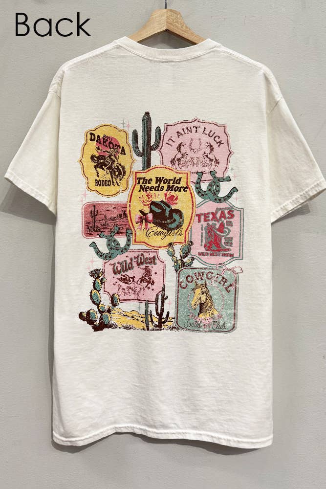 More Cowgirls Front + Back Printed Cream Western T-Shirt