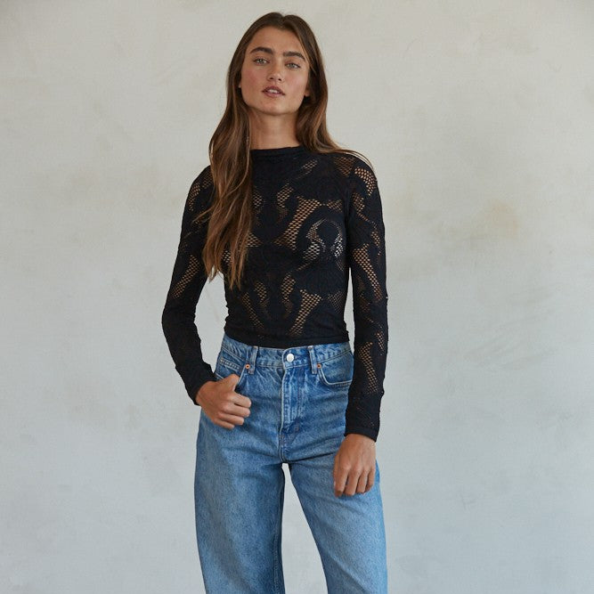Jacquard Fishnet Layering Top