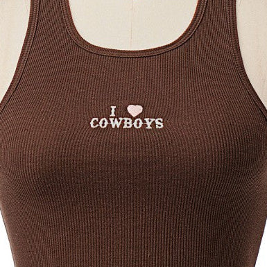 I love Cowboys Embroidery Tank