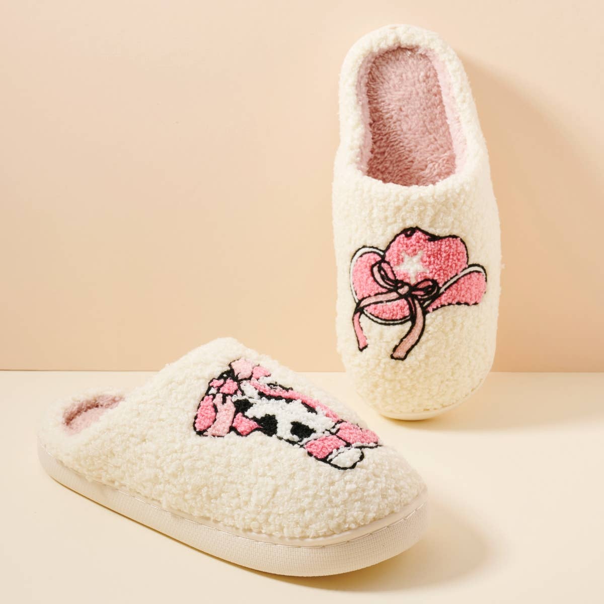 Cow Girl Fuzzy Fleece Soft Slipper