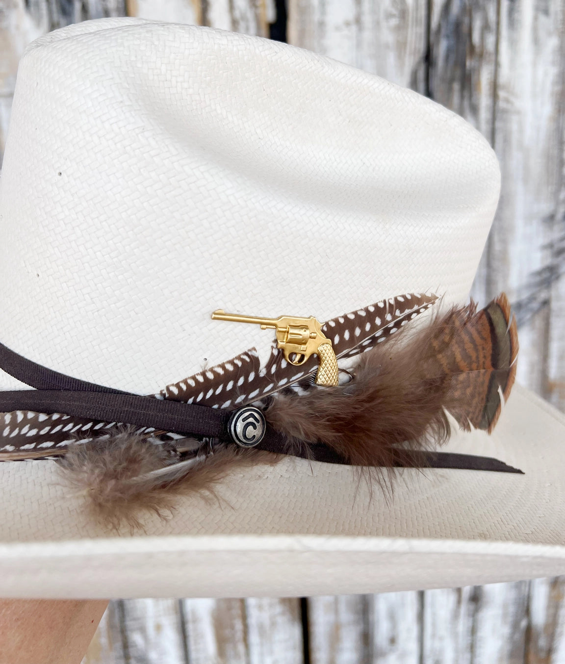 Brass Patina Pistol Gun Charm Hat Pin