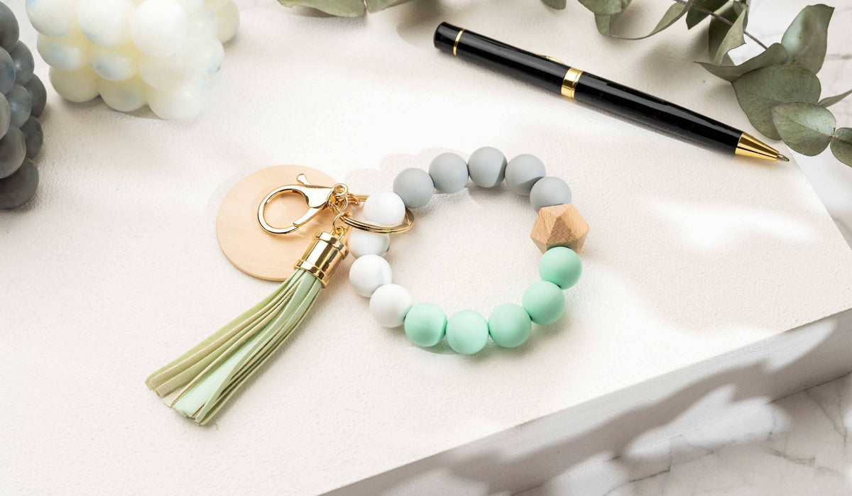 Keychain With Wristlet Bangle Bracelet, Keyring Bangle