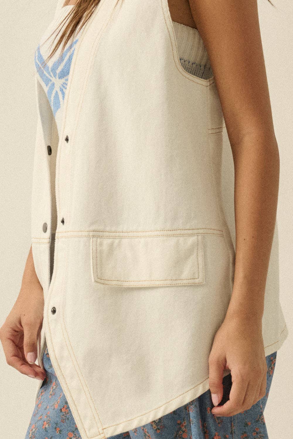 Denim Snap-Front Vest