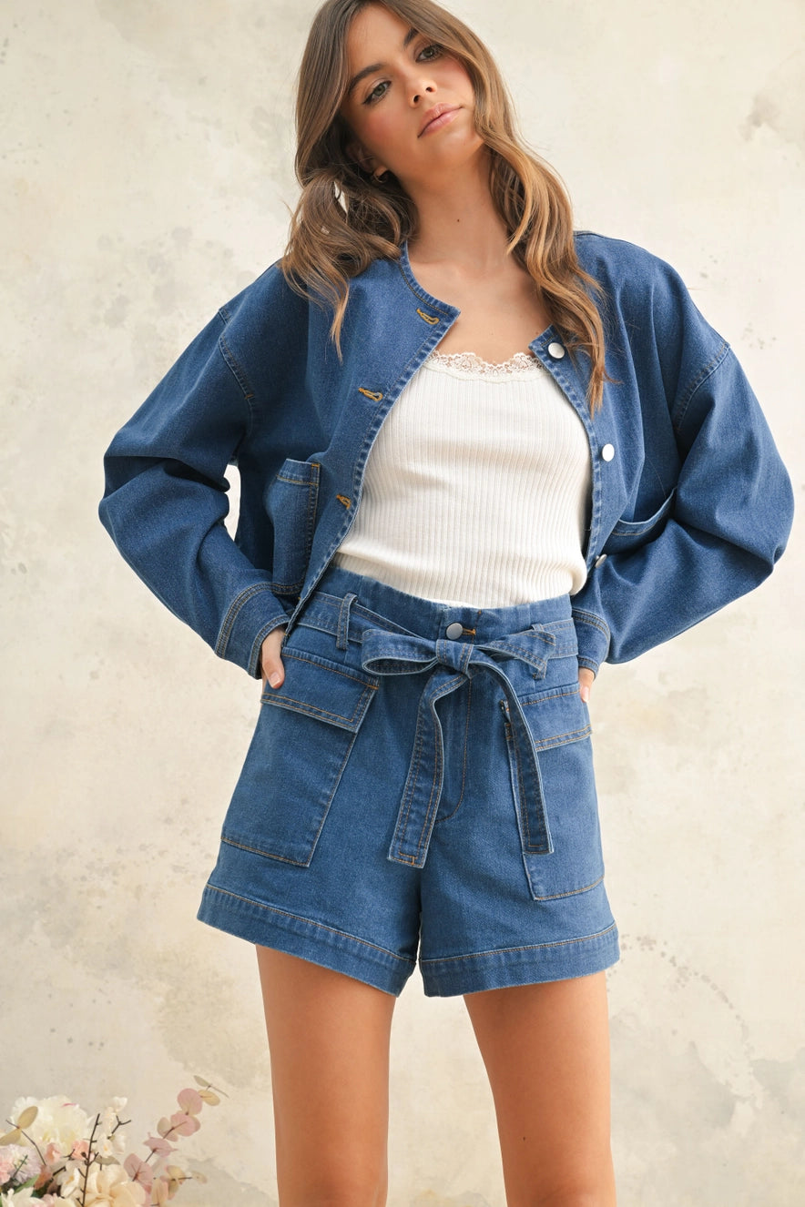 Denim Short with Self Belt