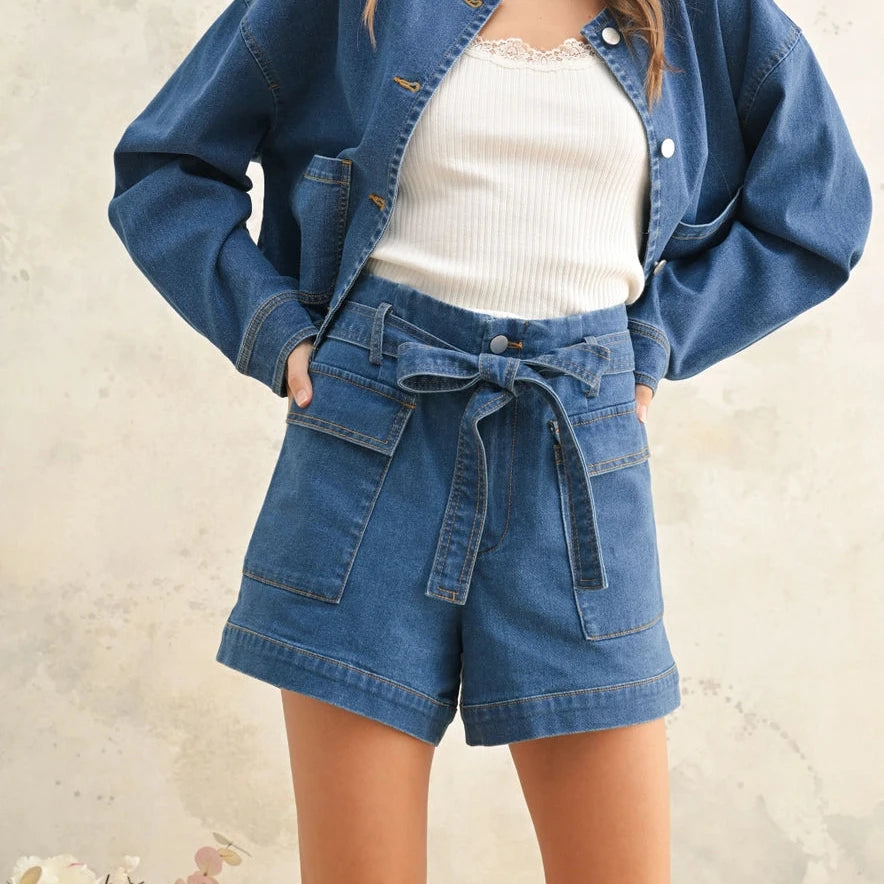 Denim Short with Self Belt