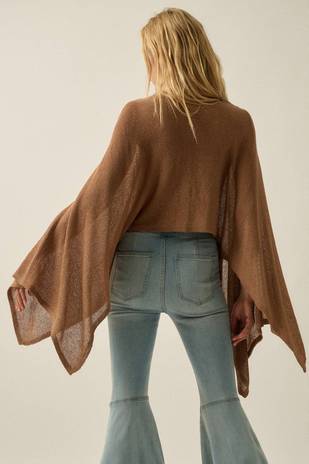 Solid Lightweight Knit Poncho Sweater