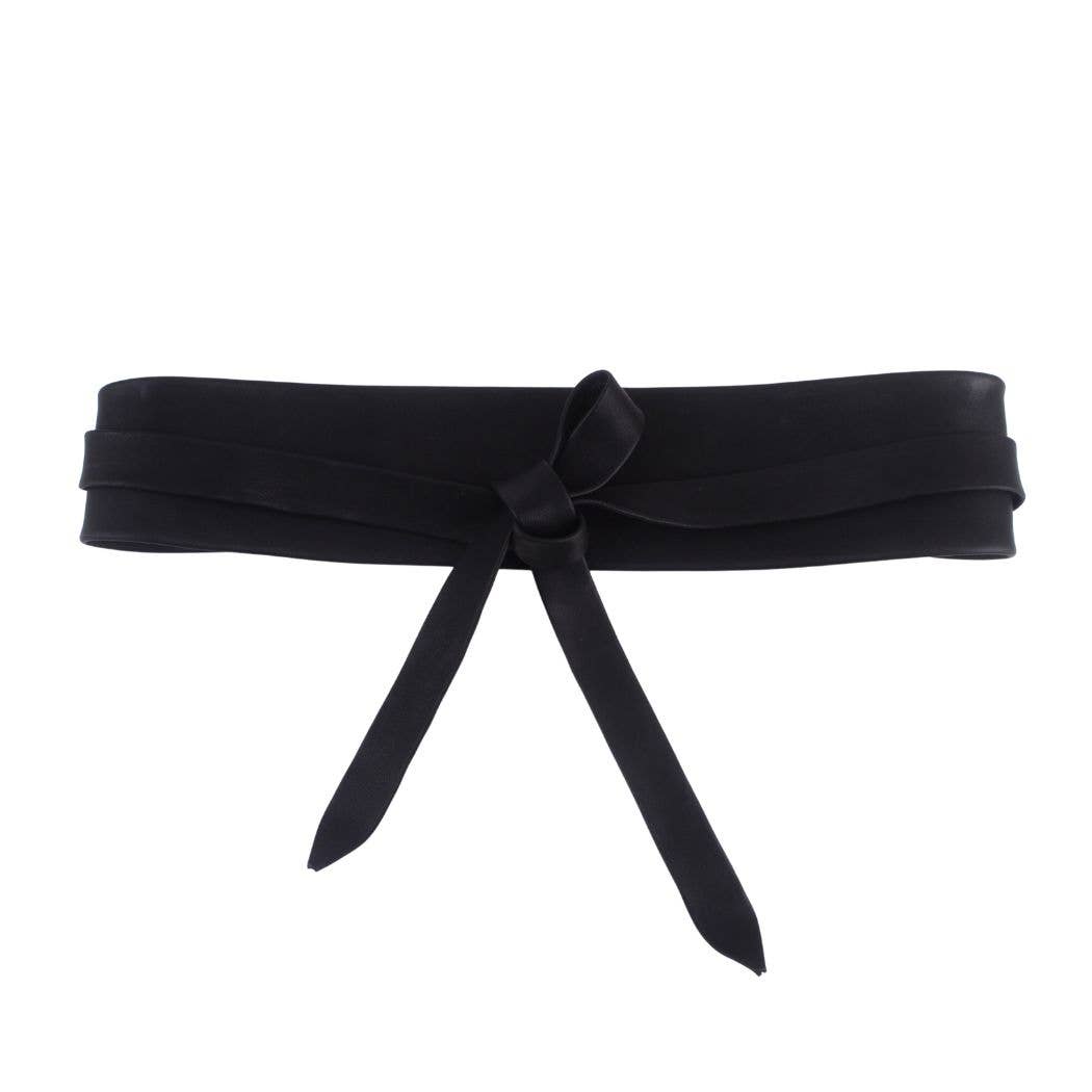 Obi Wrap Genuine Leather Belt|Wide Tie-On Waist Cincher