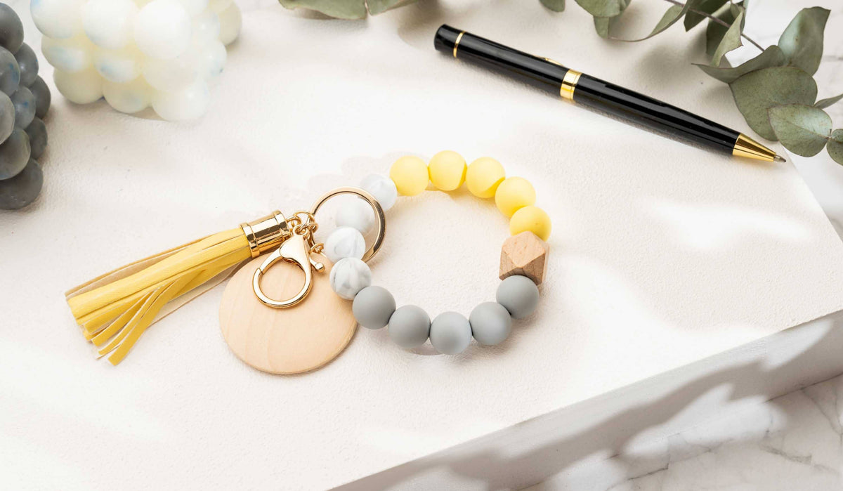 Keychain With Wristlet Bangle Bracelet, Keyring Bangle