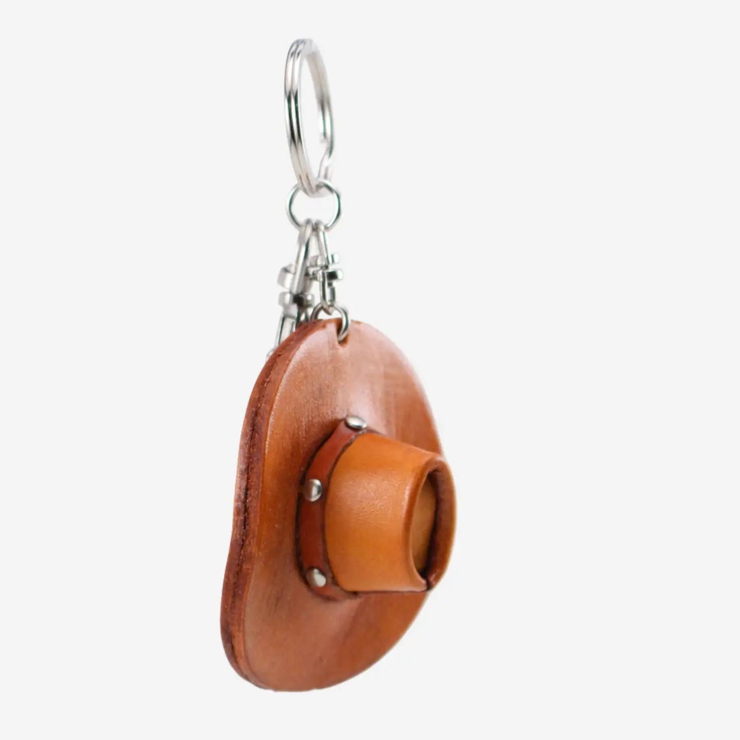 Handmade Leather Cowboy Hat Keychain - Western