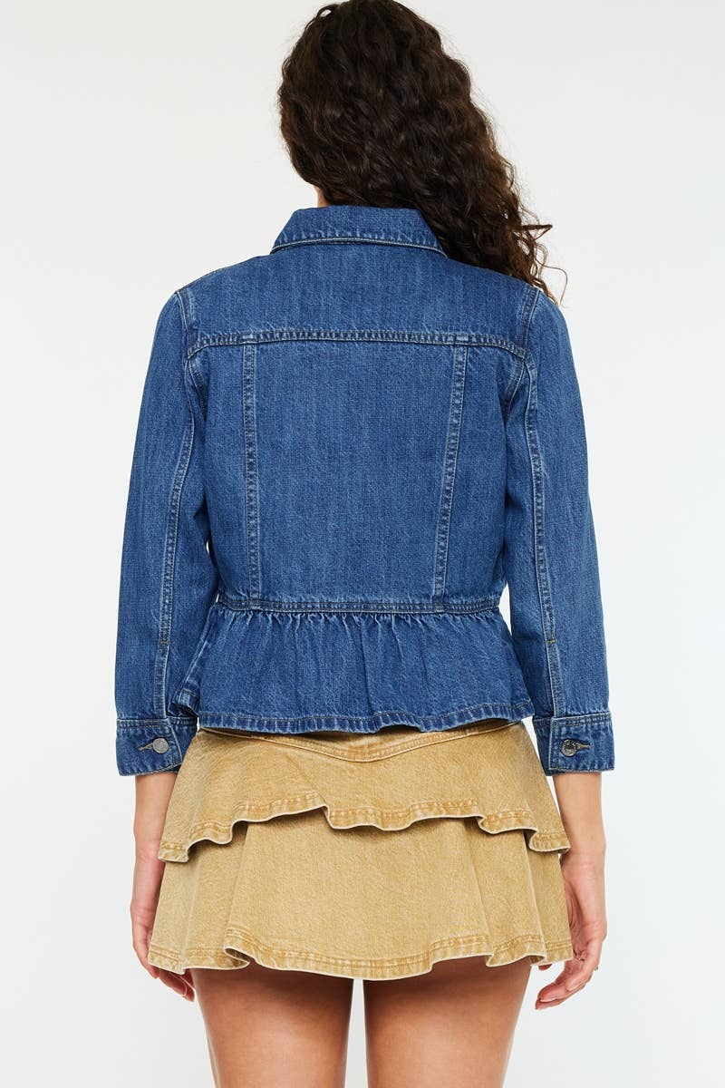 BACK ORDER CLASSIC FIT PEPLUM DENIM JACKET