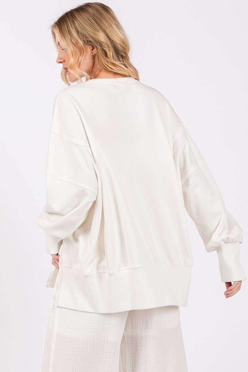 Americana Washed Terry Side Slit Sweatshirt