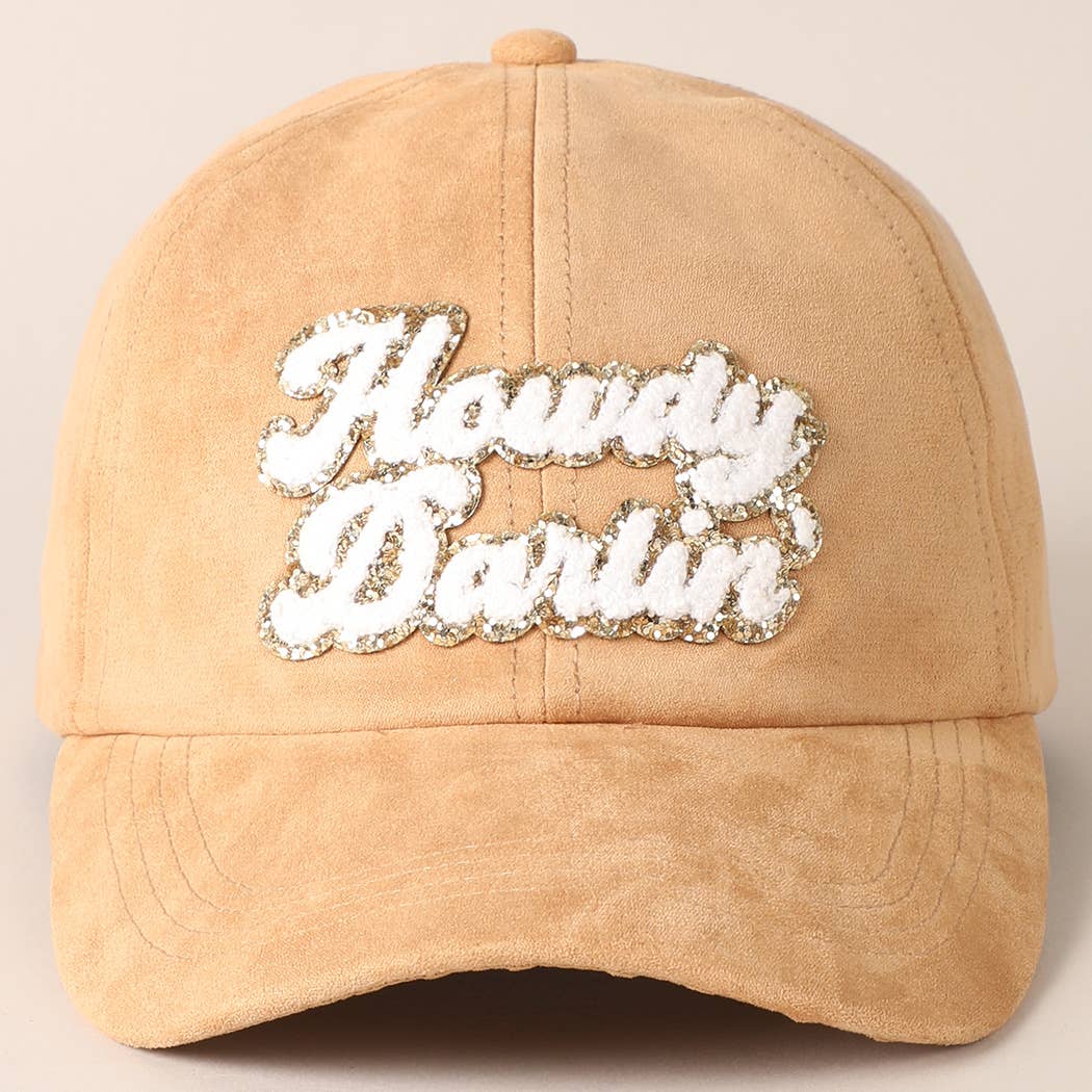 Howdy Darlin Chenille Patch Suede Baseball Cap