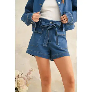 Denim Short with Self Belt