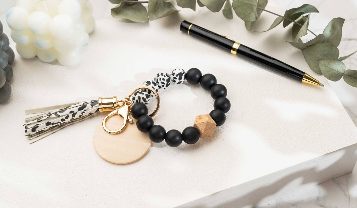 Keychain With Wristlet Bangle Bracelet, Keyring Bangle