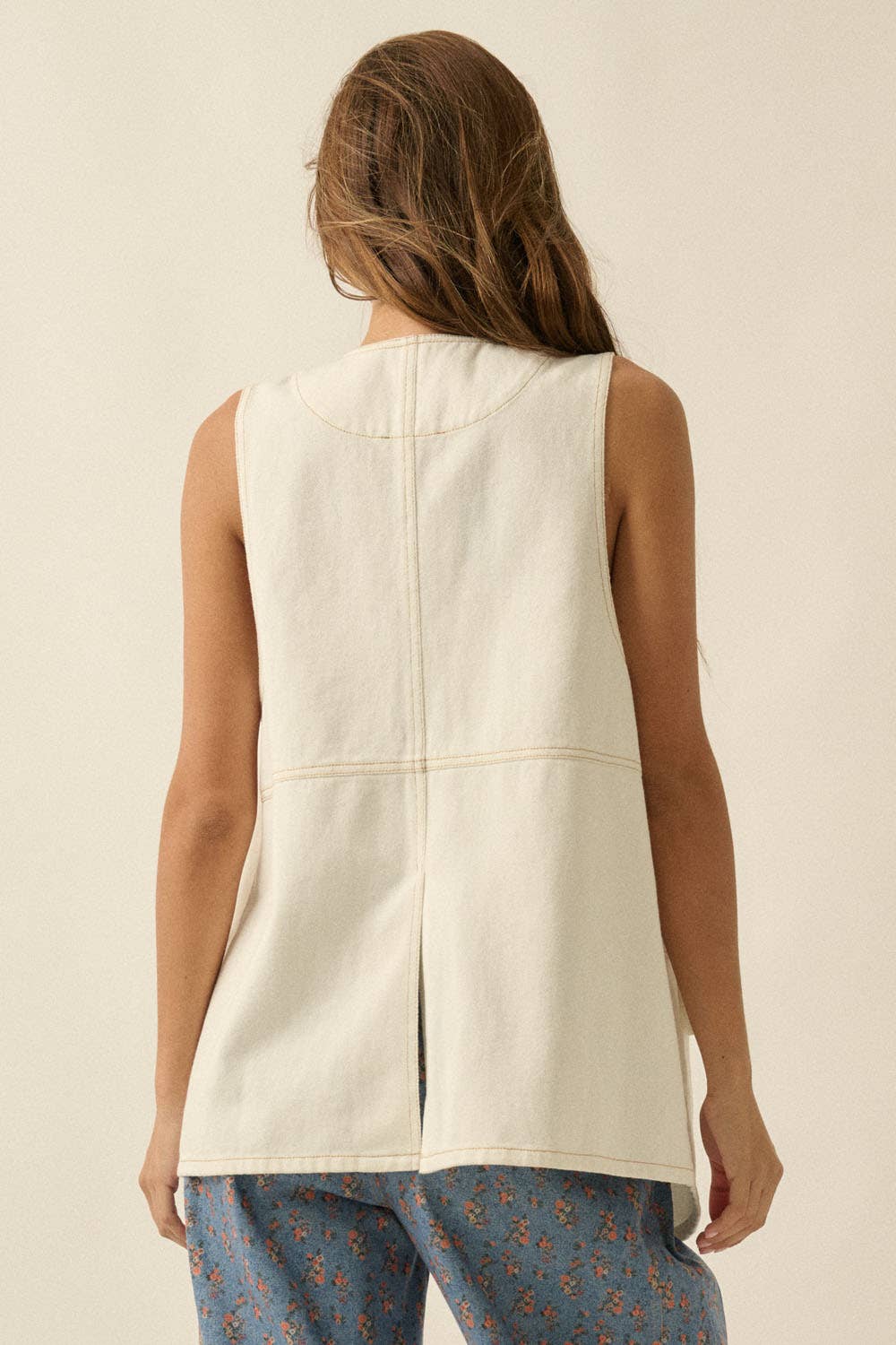 Denim Snap-Front Vest