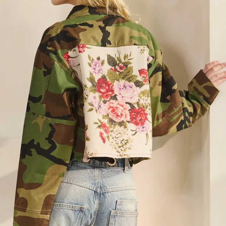 Camo Print Denim Jacket