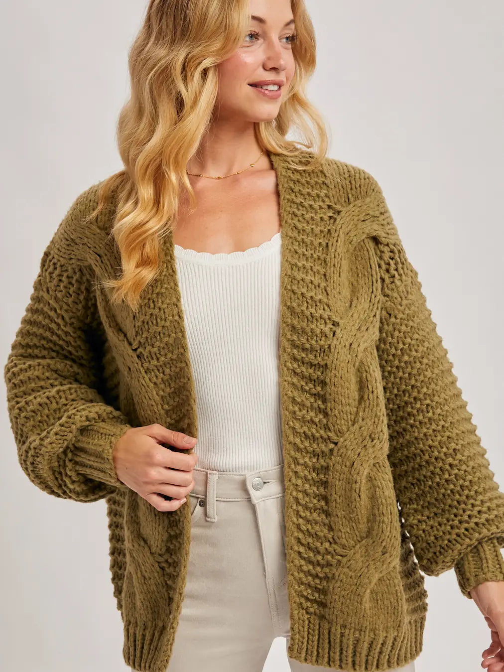 Open Front Cardigan with Batwing Sleeves