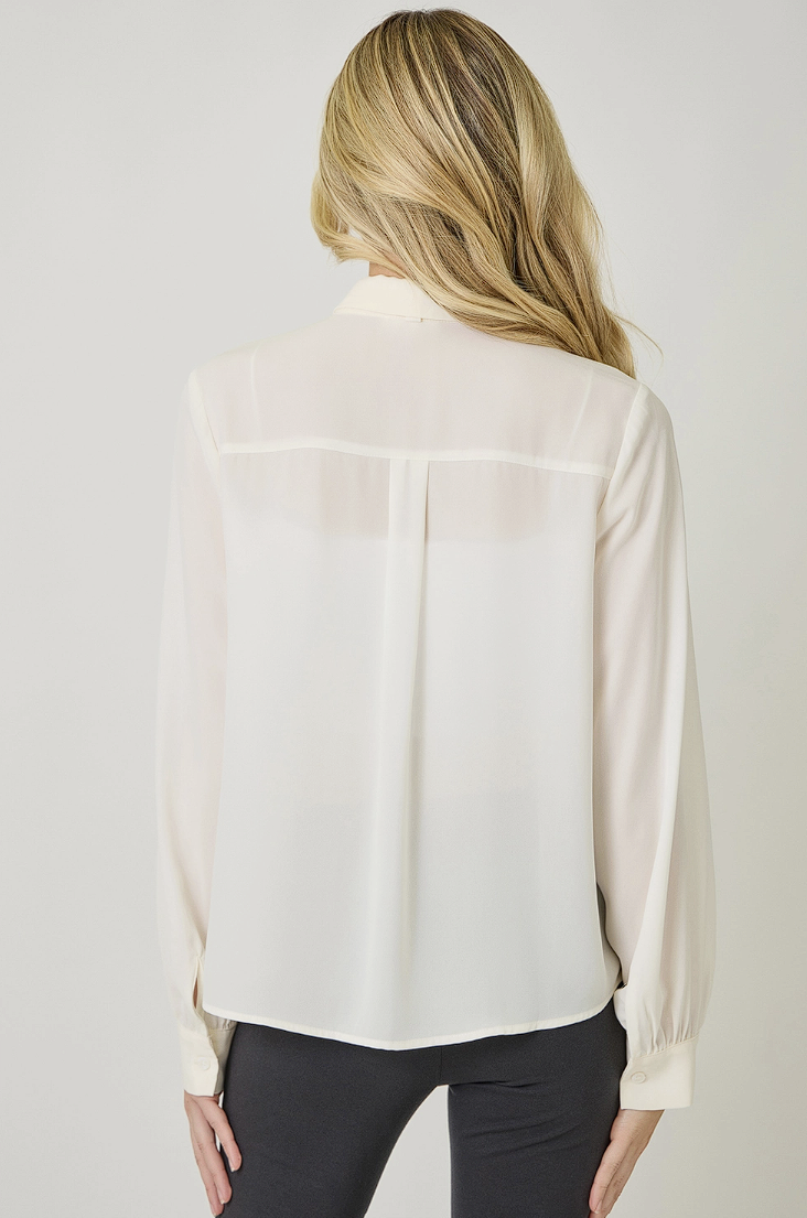 Detachable Tie Neck Button Down Shirt