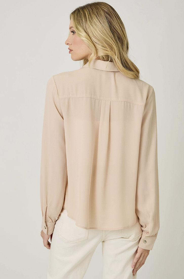 Detachable Tie Neck Button Down Shirt