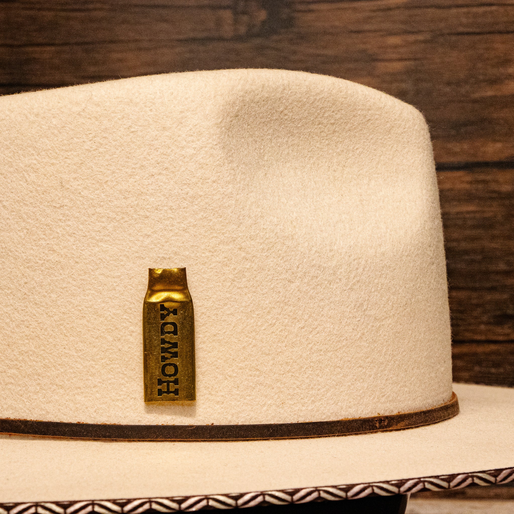 Howdy Bullet Casing Hat Pin