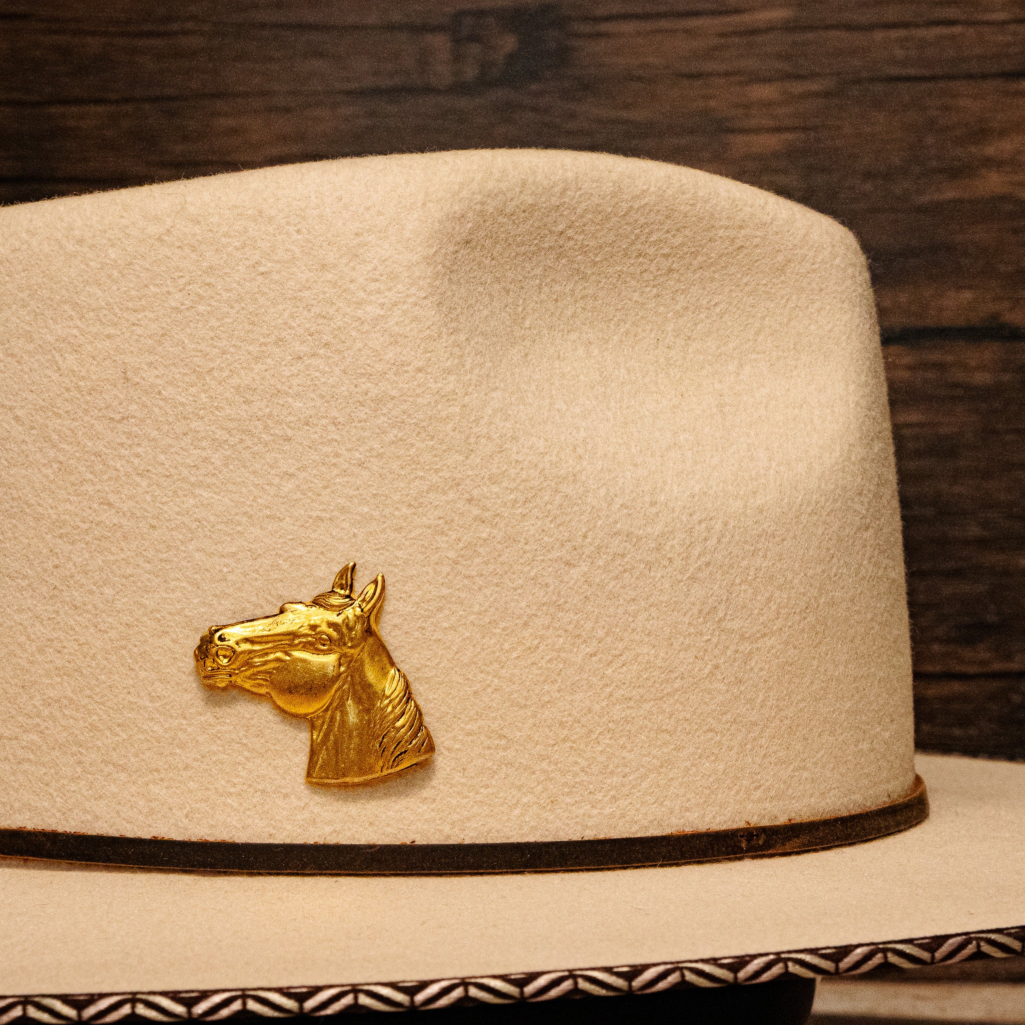 Brass Patina Western Horse Head Hat Pin