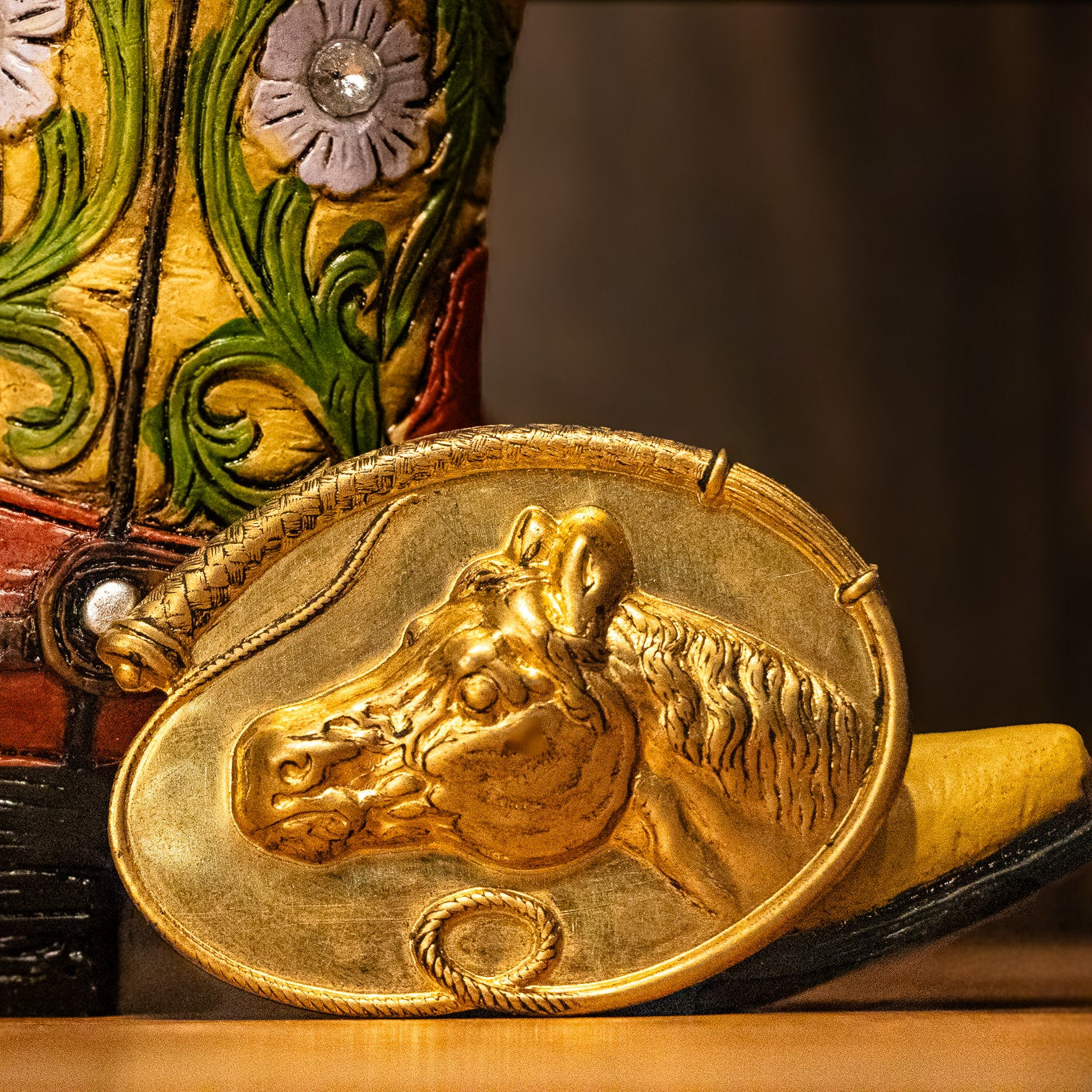 Brass Patina Horse Head Flat Hat Pin