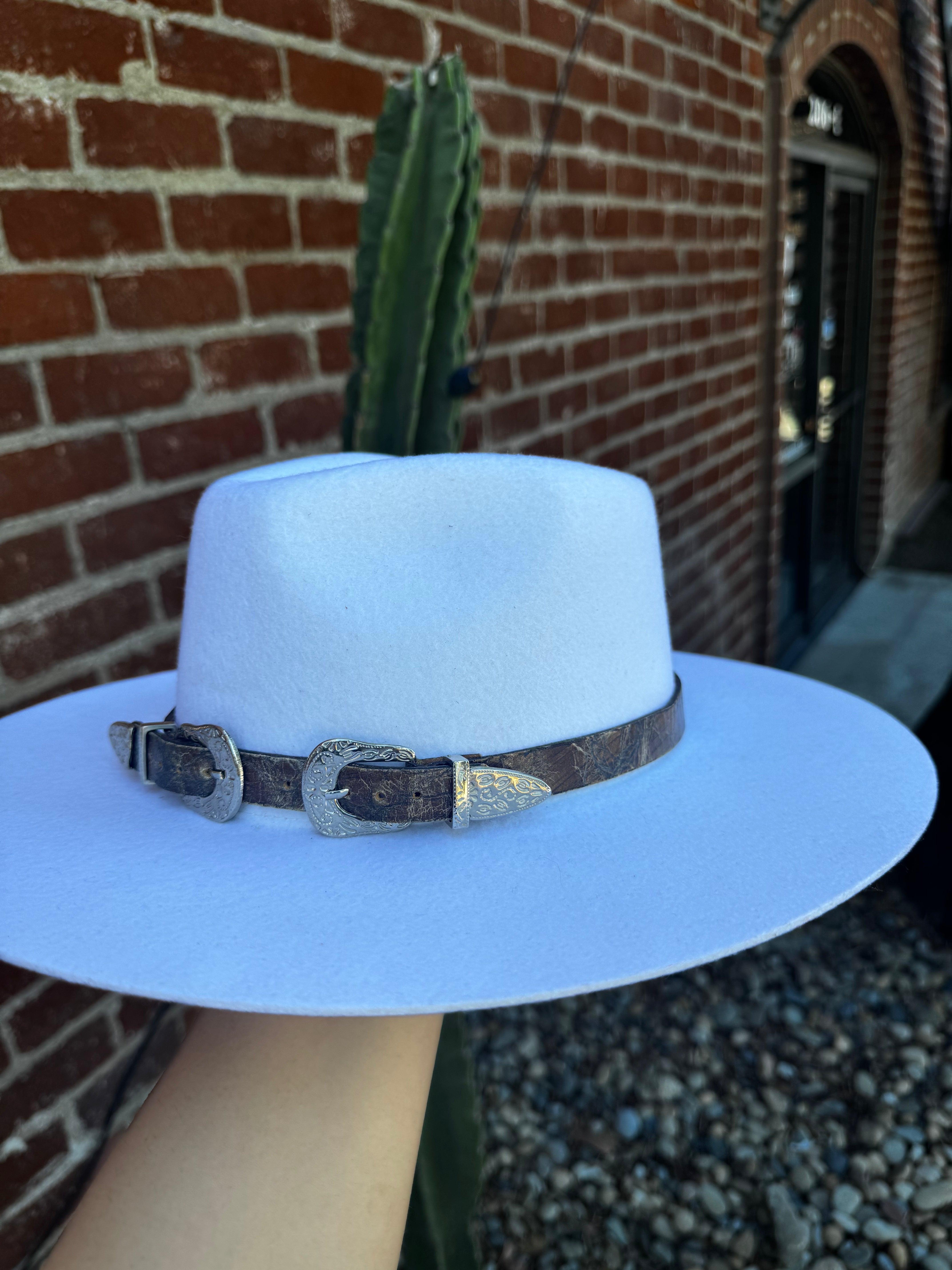 Double Buckle Leather Hat Band
