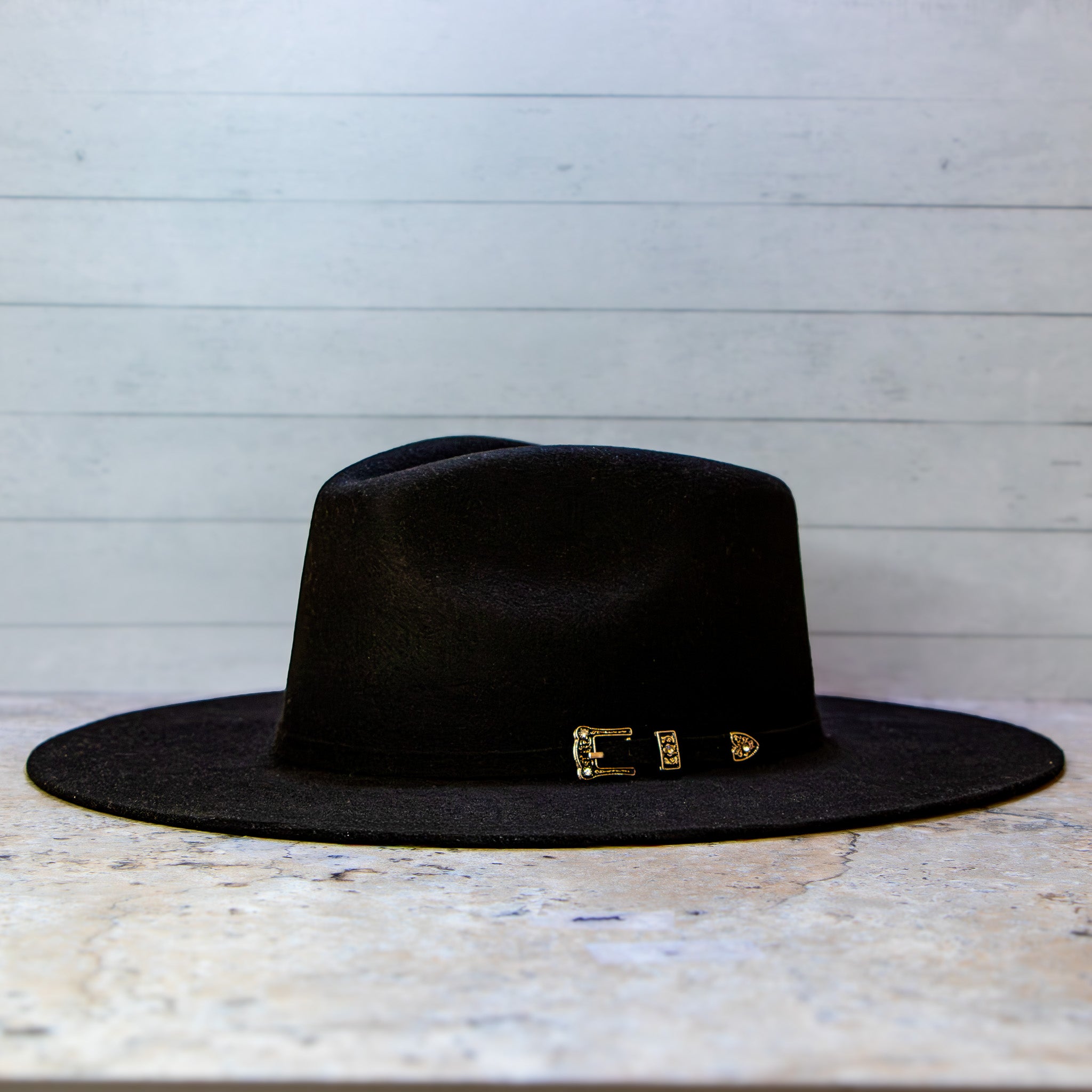 Premium Wool Rancher Flat Brim - Black