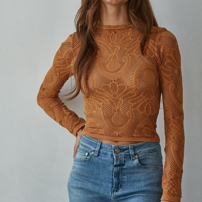 Jacquard Fishnet Layering Top