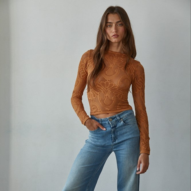 Jacquard Fishnet Layering Top