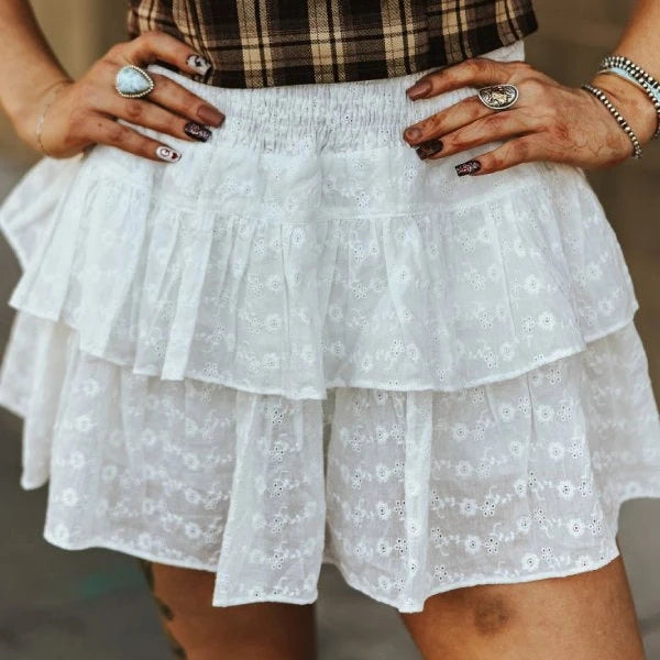 Ruffle Eyelet Skirt