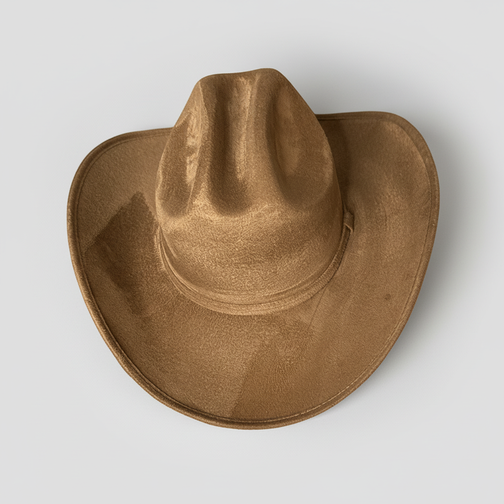 Vegan Suede Cowboy Hat - Cattleman Style Western Hat
