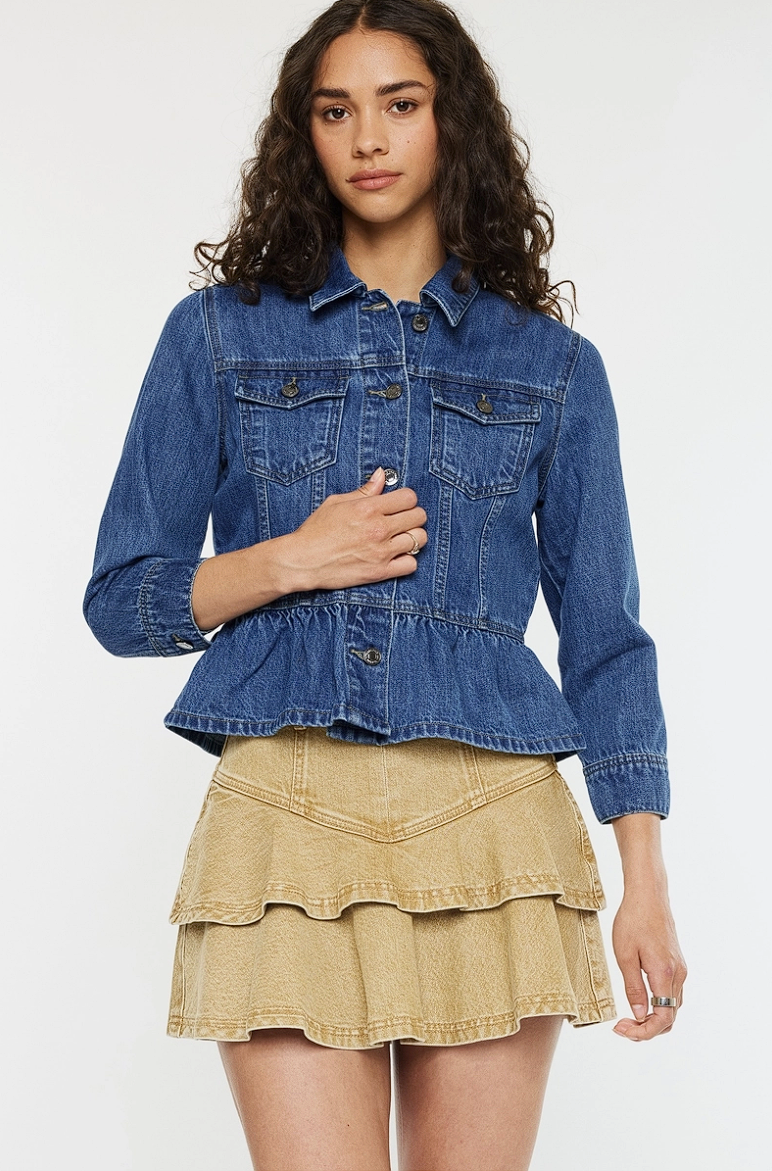 Serene Sky Peplum Jean Jacket