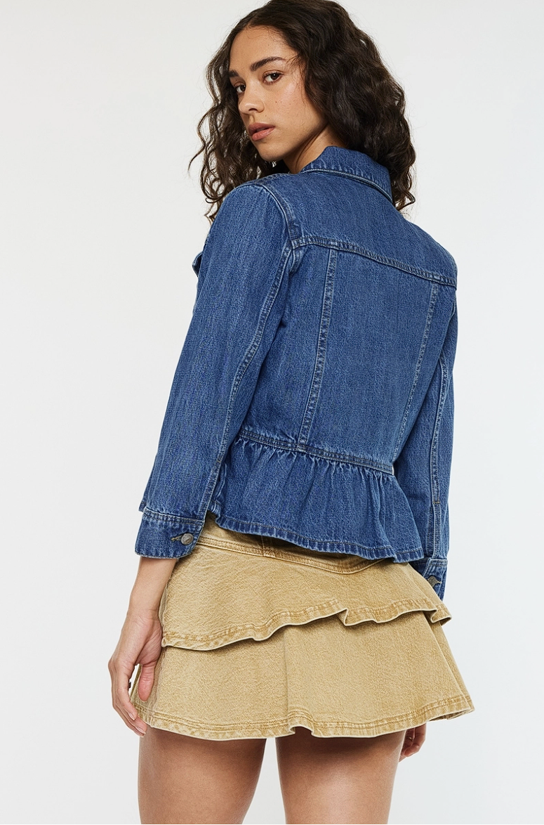 Serene Sky Peplum Jean Jacket