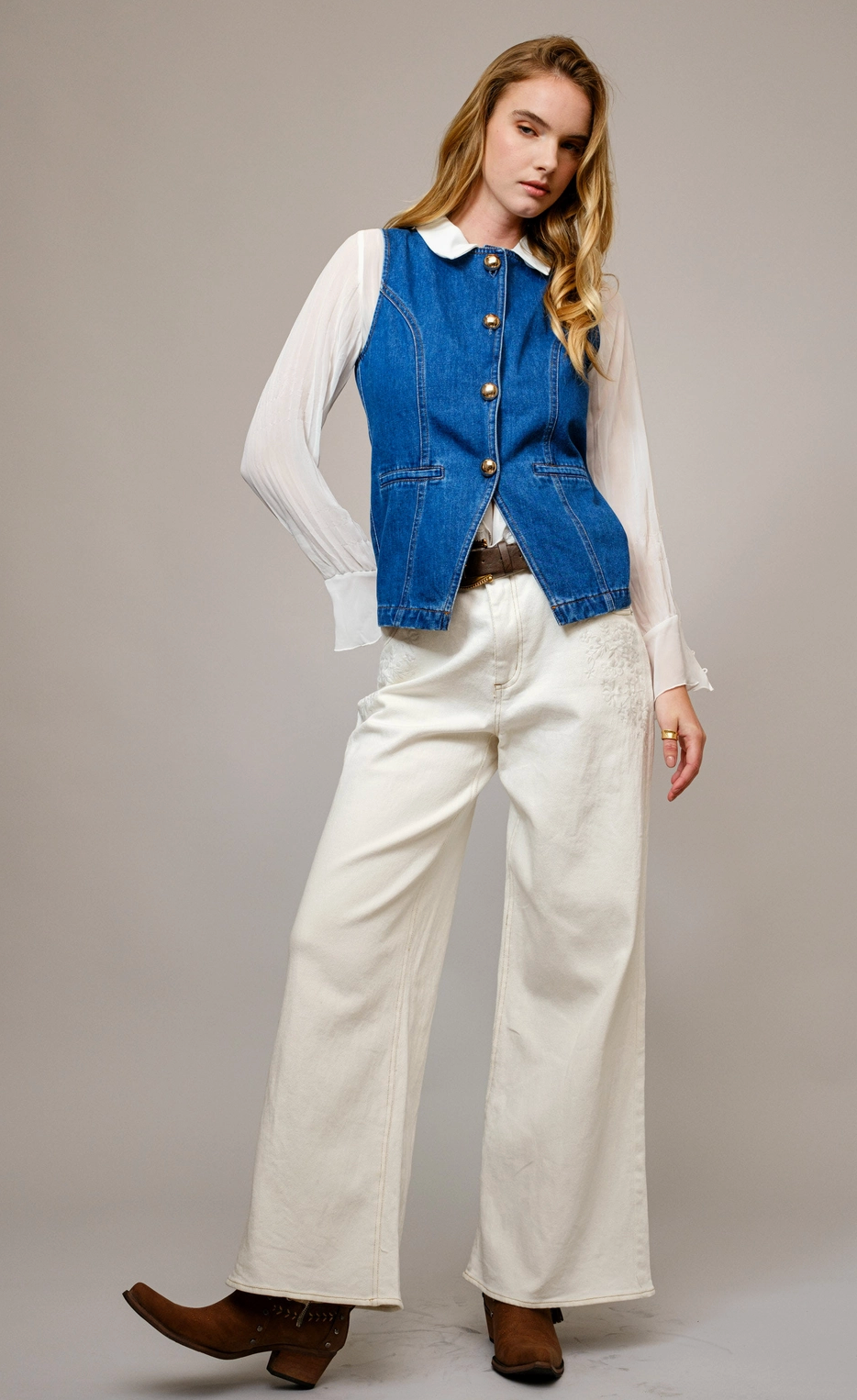 Gold Button Denim Vest