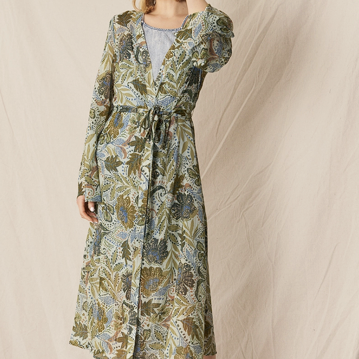 Printed Midi Kimono Robe