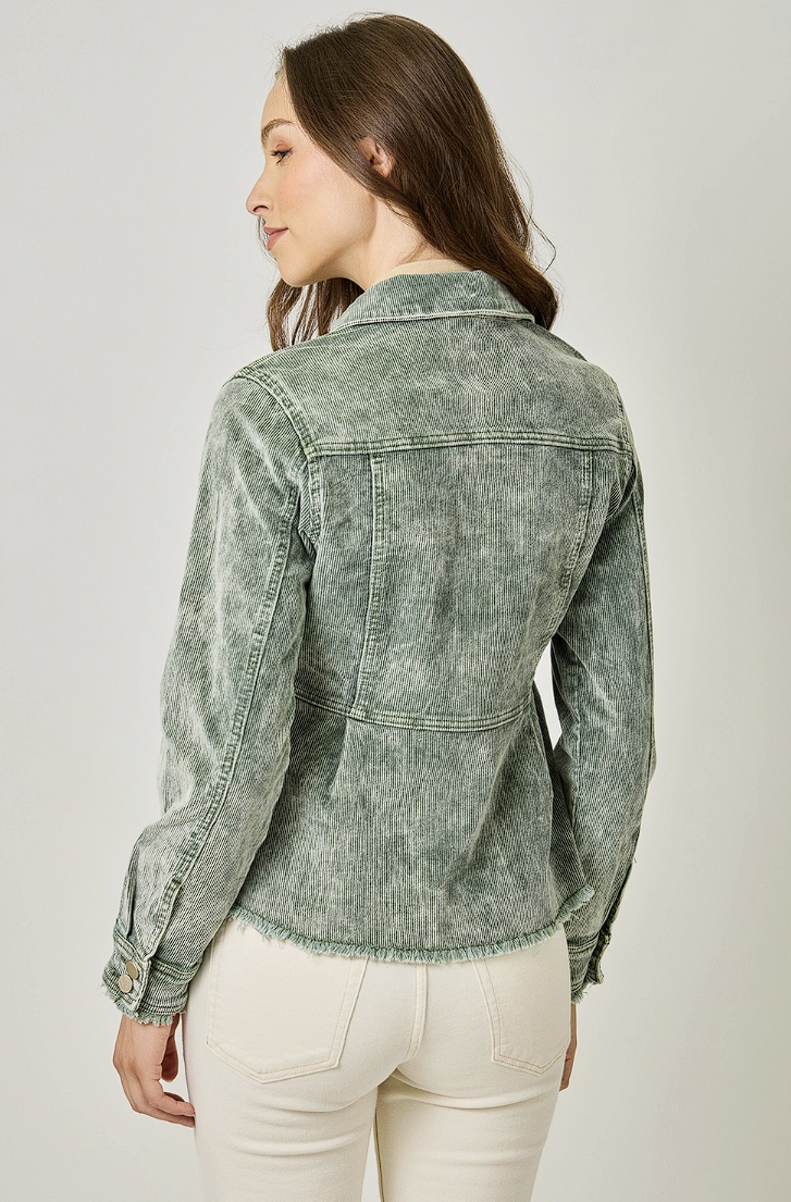 Washed Denim Peplum Jacket