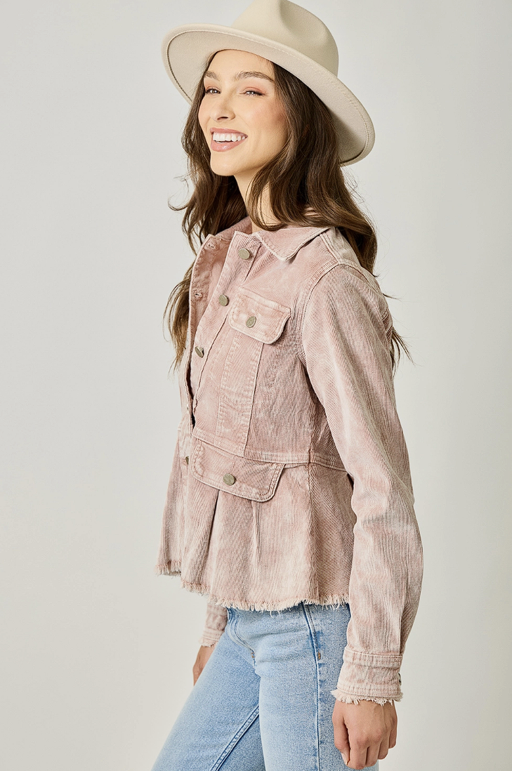 Washed Denim Peplum Jacket