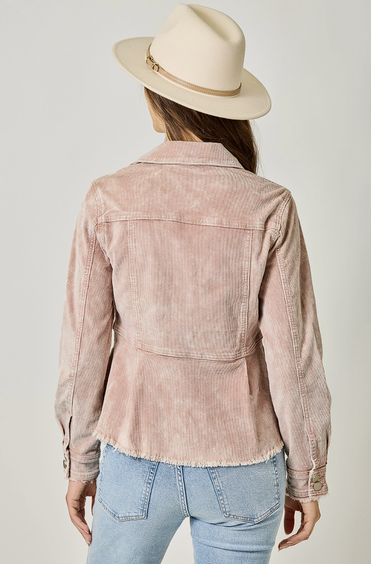 Washed Denim Peplum Jacket