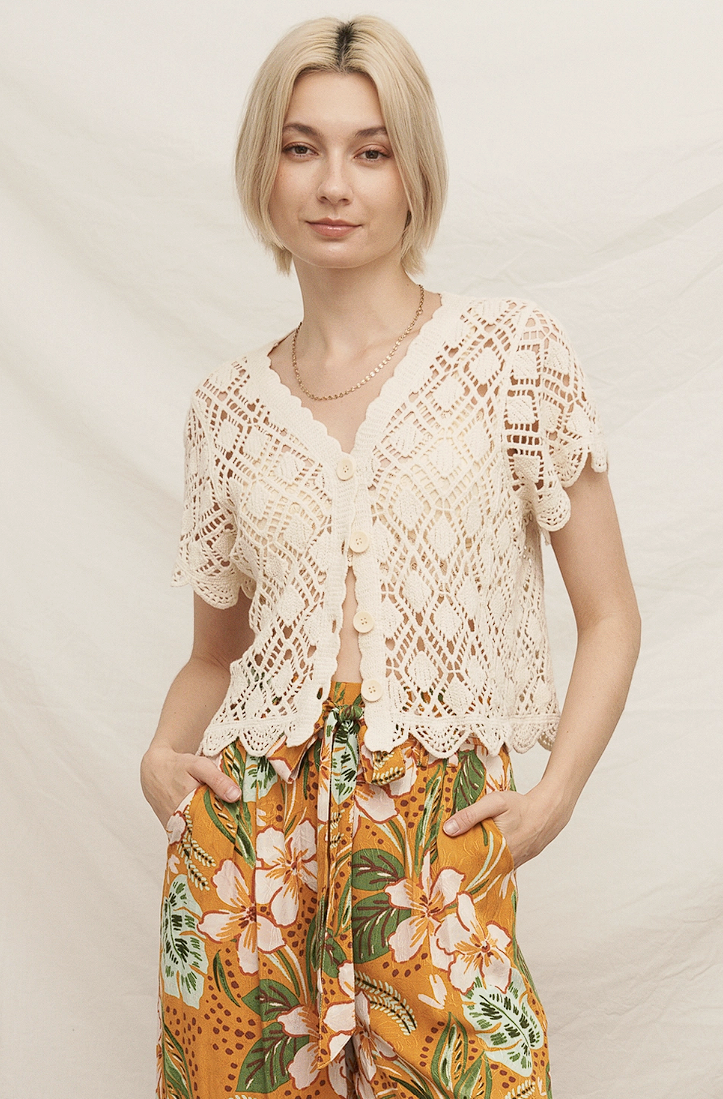 Short Sleeve Crochet Cardigan