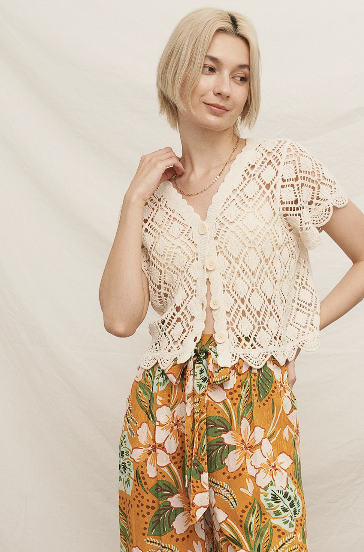 Short Sleeve Crochet Cardigan