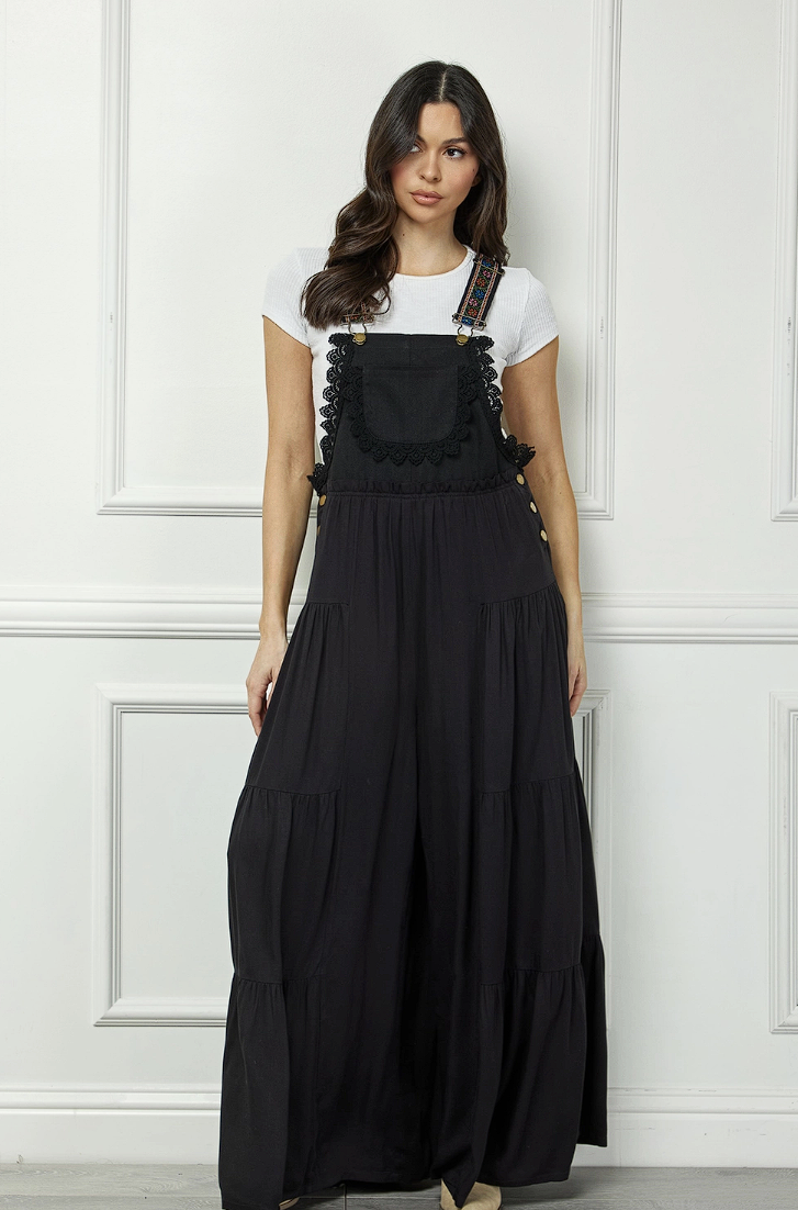 Embroidered Strap Flowy Jumpsuit